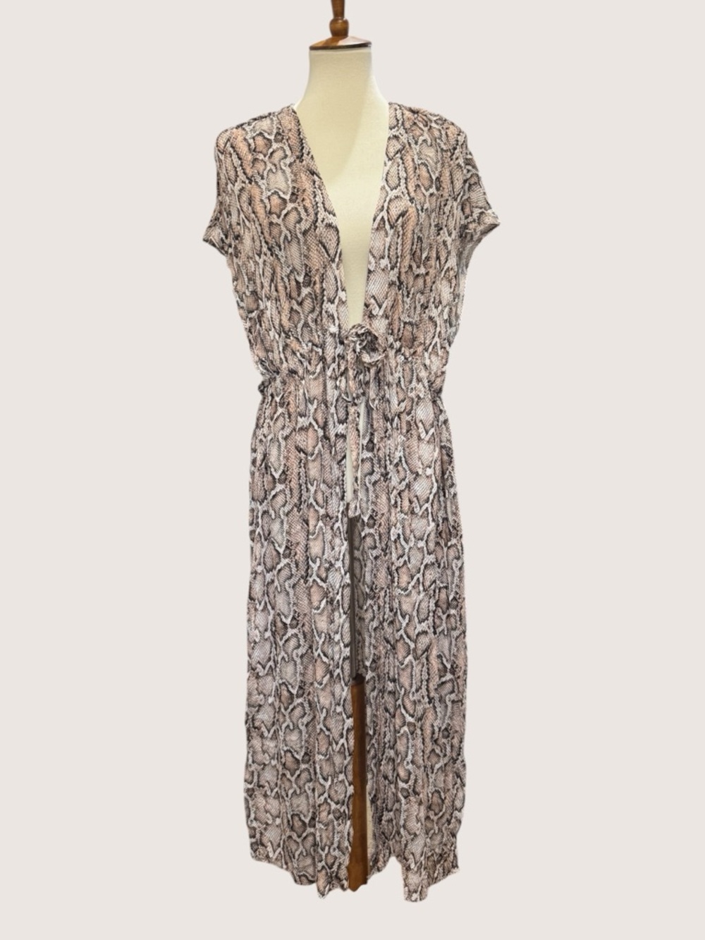 Kona Sol Snake-Print Maxi Cover-Up in Beige and Black #300